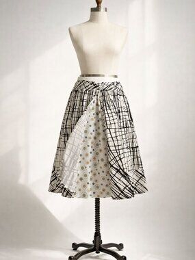Anthropologie CORDELIA Alfama Apron Skirt Black Cream A‑Line Full | Size 10